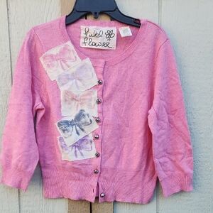 Field Flower Bow Ballet Girly Cottagecore Cashmere Anthropologie Cardigan Medium